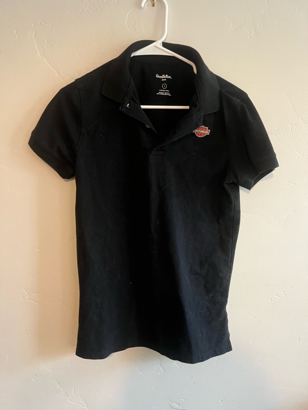 Black Polo Shirt with Harley Patch